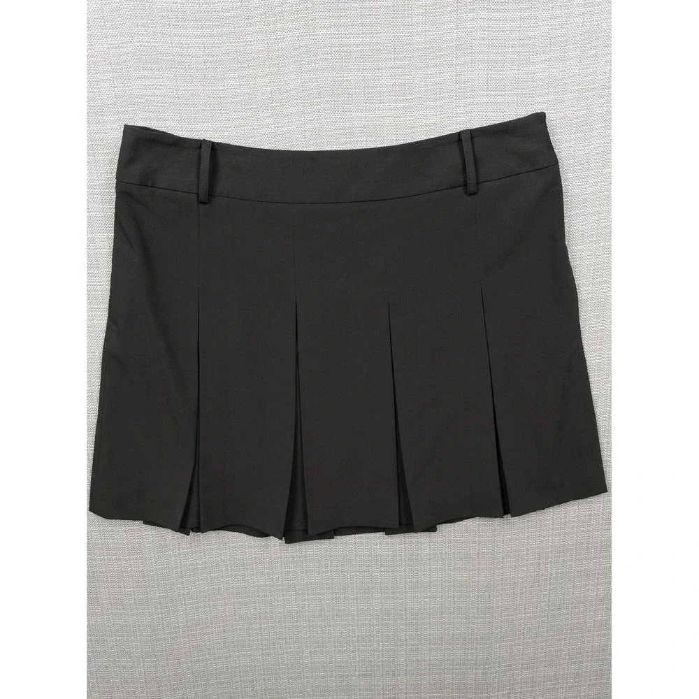 INC International Concepts Skirt Womens 14 Black Pleated Mini Twill Lined